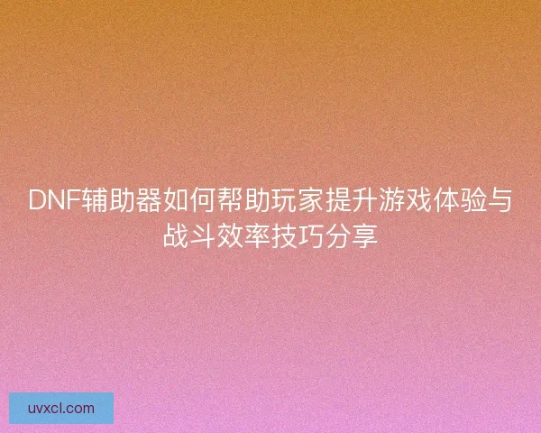 DNF辅助器如何帮助玩家提升游戏体验与战斗效率技巧分享