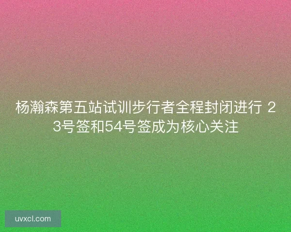 杨瀚森第五站试训步行者全程封闭进行 23号签和54号签成为核心关注